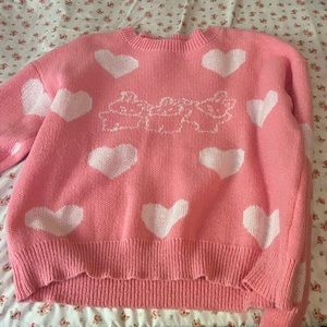 pink bunny heart sweater